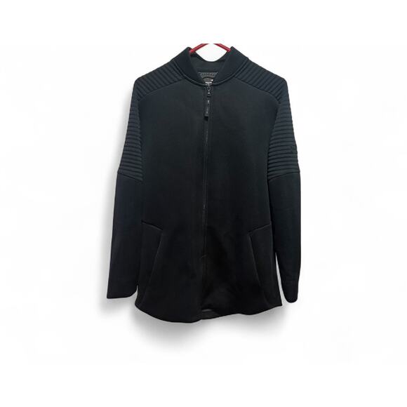 Under Armour Jacket Large Fitted Black Rib Mix Fabric Full Zip Uni Sex - Picture 1 of 6